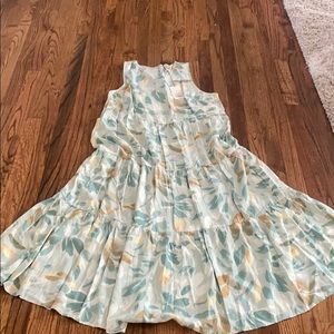 a new day Tiered Maxi Dress in Light Blue and Cream Leaf Print